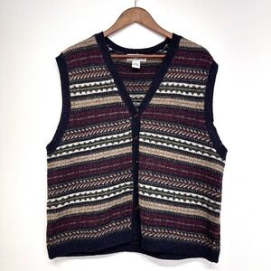 Vintage Croft & Barrow‎ Wool V-Neck Button Vest Size XL